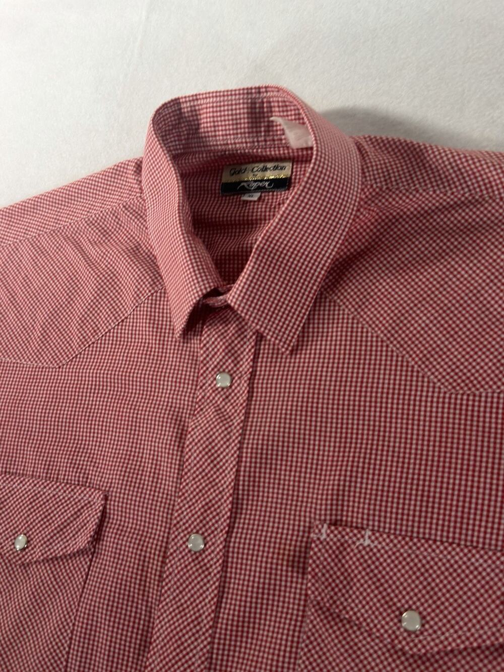 Roper Gold Collection XL Red Gingham Pearl Snap Western Shirt